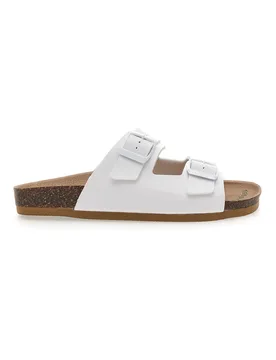 Ciabatte Bianche con Doppia Fibbia 25413 39 - BIO UP - FashionsVida