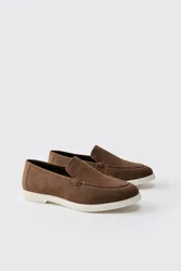 Herren Kunstwildleder-Loafer Dark Brown Größe 11