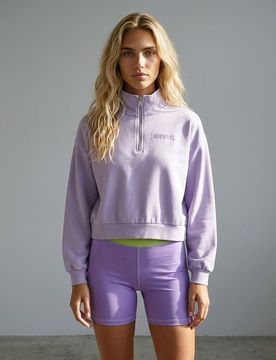 Суитшърт half-zip с бродиран надпис с памук - uva