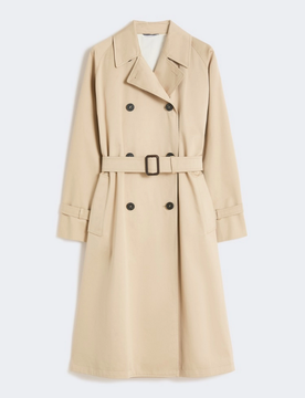 Trench in gabardina con stampa donna prugna