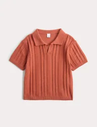 Pure Cotton Ribbed Knitted Top (0-5 Yrs) Burnt Orange male