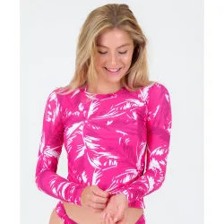 Top de bikini de manga larga estampado con relleno