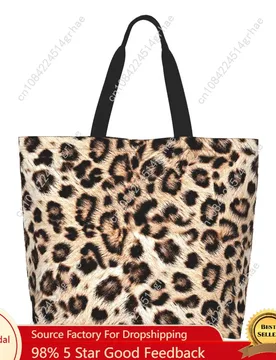 Custom Leopard Print Groceries Tote Shopping Bags Women Cute Animal Skin Canvas Shoulder Shopper Bag Large Capacity Handbag - Aliexpress - FashionsVida