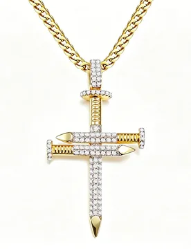 VANAXIN Men Hip Hop Nail Cross Pendant Necklace for Men Women Iced Out CZ 14K Gold Plated Brass Punk Streetwear Jewelry Gift - Aliexpress - FashionsVida