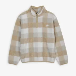 Sweat Half Zip Plaid Sherpa marron/blanc l