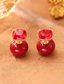 Fashionable and exquisite red zircon pearl earrings, high-end and temperament earrings, niche design, versatile earrings - Aliexpress - FashionsVida