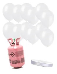 Heliumflaschen Set mit 12 weißen Ballons und Band
