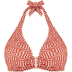 Top de bikini de la colección class con tirantes doble posición al cuello o la espalda y estampado tanger