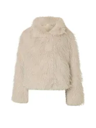 Chaqueta con aspecto de piel crema 44
