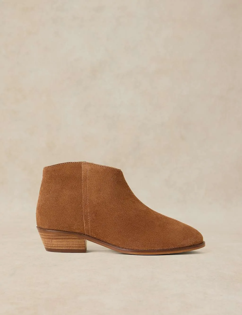 Wide Fit Suede Block Heel Ankle Boots Tan female - White stuff - FashionsVida