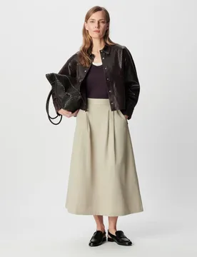 Falda midi con detalles plisados - IKKS - FashionsVida