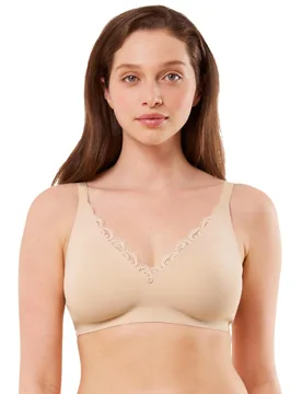 Womens 10210668 Amourette Non Wired Minimiser Bra - Beige Elastane - Size 36c - Triumph - FashionsVida