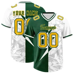 Custom Split Personalized Lightning Pattern Football Jersey Personalized Team Name and Your Name, Number V-Neck T-Shirts