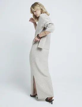 Womens Maxi Skirt Beige Knit - Size X-Small - River Island - FashionsVida