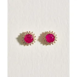 Pendientes de oro con diamante y rubí