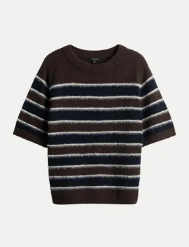 Gestreifter Kurzarmpullover Pimota Braun 36 - Opus - FashionsVida