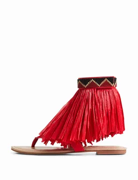 Sandales plates à franges Stella Jean RED 37 female - Desigual - FashionsVida