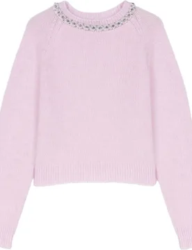 Jersey de mujer desmontable con perlas, pedrería y alpaca - Maje - FashionsVida