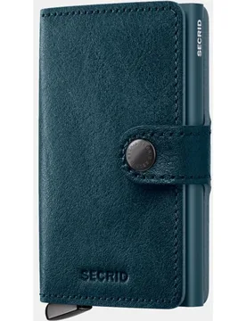 Tarjetero de piel basco, color teal con protección RFID en color teal de hombre - Secrid - FashionsVida