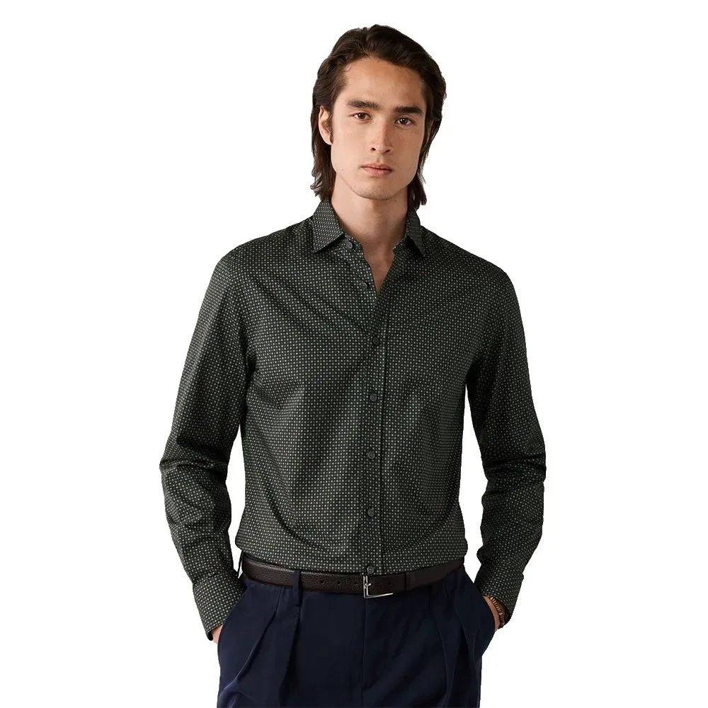 Camicia A Maniche Lunghe Hm3010830 Hunter Green S - Hackett - FashionsVida