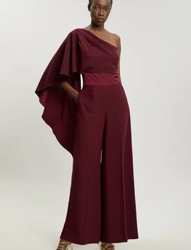 Womens Satin Back Crepe Tailored Jumpsuit - Red - Size 12 Uk - Karen millen - FashionsVida