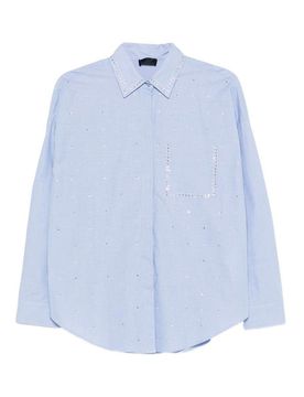 Camicia azzurra in cotone a maniche lunghe
