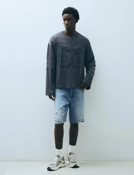 Bermuda Denim Déchiré 38 Bleu - Bershka - FashionsVida