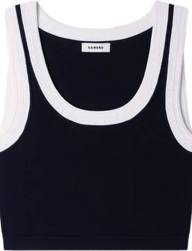 Top de punto de mujer corto bicolor - sandro - FashionsVida