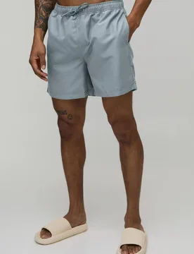 Men's Mid Length Swim Short Grey Size 5X-Large Grey 5XL - boohooMAN - FashionsVida