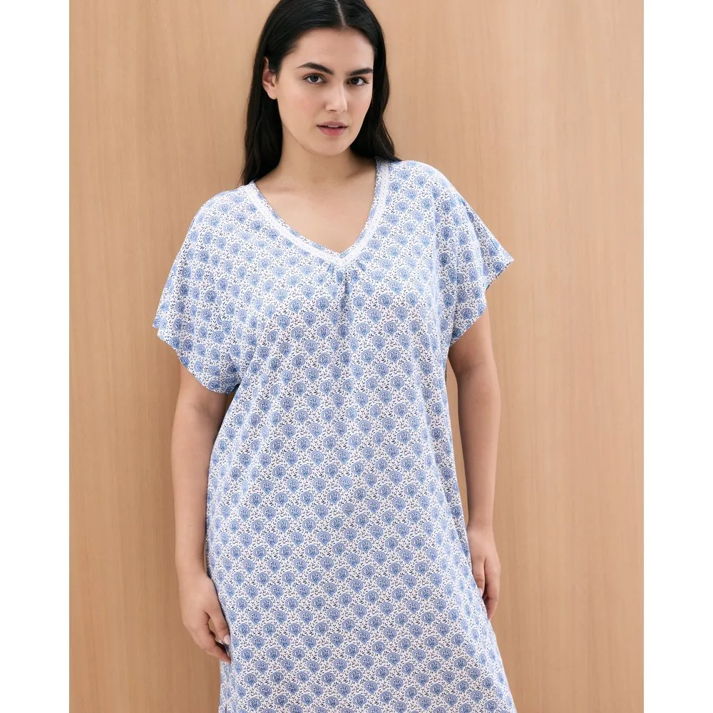 Camisón de mujer corto con encaje estampado - Couchel - FashionsVida