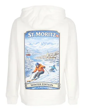 Felpa Cappuccio Uomo Holidays Winter Edit St. Moritz Hoodie White - ATIPICI - FashionsVida
