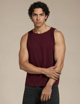 Tank top melange con scollo tondo - maroon
