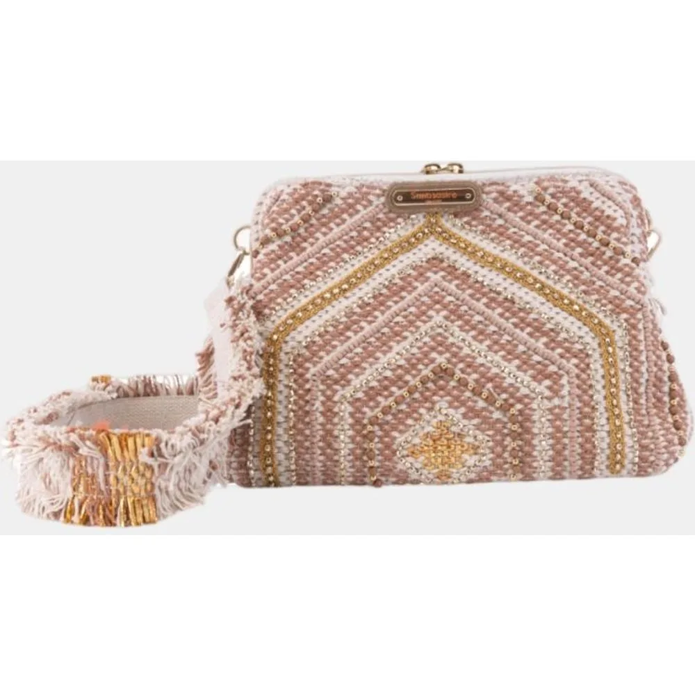 Clutch con boquilla de algodón con bordados en - Simó Sastre - FashionsVida