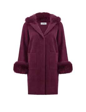 Mantel in Felloptik dunkelrot XXL damen - Joseph Ribkoff - FashionsVida