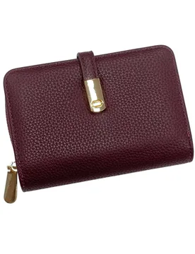 Women's Small Bifold Card Slot ID Coin Pocket Wallet in Wine - Wine - Size: One Size - Kitise - FashionsVida