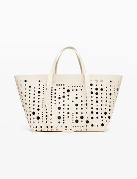 Sac cabas cercles, PolyurÉThane, Blanc, U