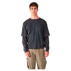 Maglietta A Maniche Lunghe Double Washed Black / Black M