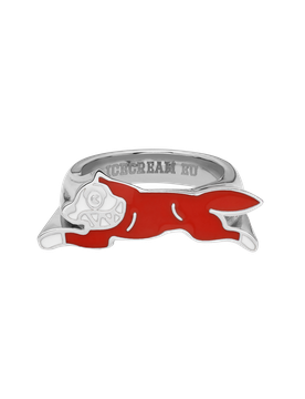 Running Dog Ring - Silver/Red