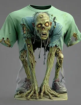 Halloween Men's Optical Illusion Zombie Short Sleeve 3D Printed Round Neck Shirt Exaggerated Design Horror Party - Aliexpress - FashionsVida