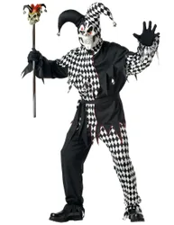 Böser Clown-Kostüm für Herren Harlekin Halloween-Kostüm schwarz-weiss - male