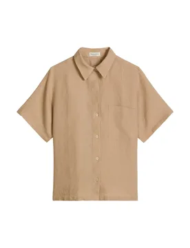 Kurzarm-Leinenbluse regular female - 40 - FashionsVida