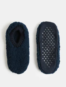 M&S Borg Slipper Socks Navy male - M&S - FashionsVida