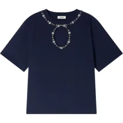 Camiseta de mujer calada con strass 100% algodón