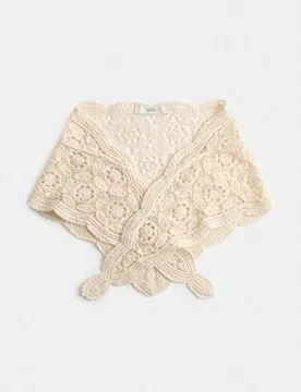 Pure Cotton Lace Triangle Scarf Ivory female - M&S - FashionsVida