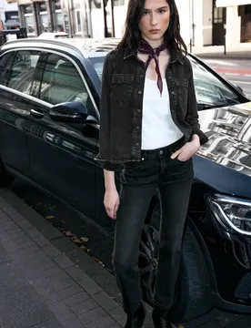 Street One Jeanshemd mit Glitzerdetails female Schwarz - Street One Studio - FashionsVida