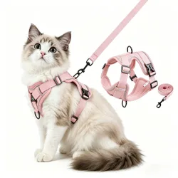 Piezas Conjunto de arnés y correa para caminar gato, arnés de chaleco suave y ajustable a prueba de escape para gatos, chaqueta reflectante de fáci