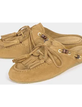 Mule de mujer de piel estilo mocasín con borlas - Brownie - FashionsVida