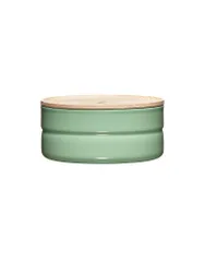 Contenitore per alimenti - Contenitore in smalto con coperchio in legno di frassino Truehomewear 6cm 615ml verde