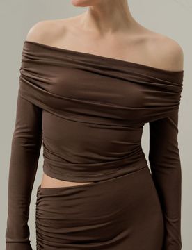 Donna Elegante Silk Breeze Jersey Top a Spalle Scoperte, S