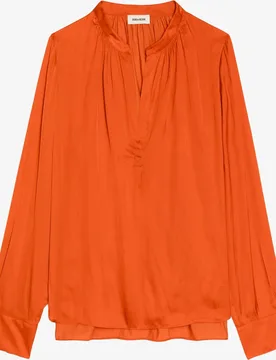 Zadig & Voltaire - Blusa de mujer de satén con cuello abierto y mangas largas - Zadig & Voltaire - FashionsVida